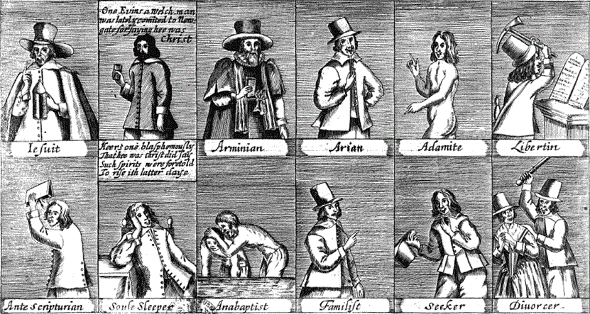 Représentation satirique des groupes radicaux pendant la Révolution anglaise