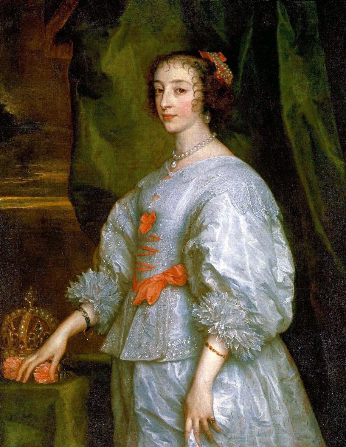 Antoine Van Dyck, La Reine Henriette-Marie, 1632. Huile sur toile. Collection royale. Prêté à la National Gallery par Charles III depuis 2025.